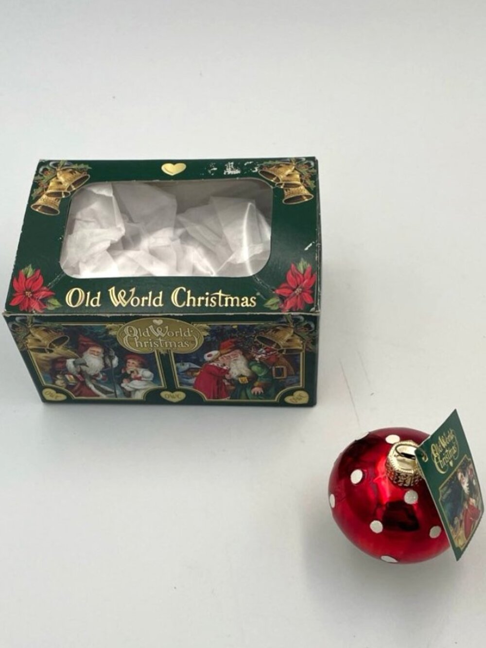 Old World Christmas Red Lucky Mushroom Glass Ornament Decoration
